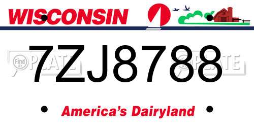 7ZJ8788 Wisconsin License Plate