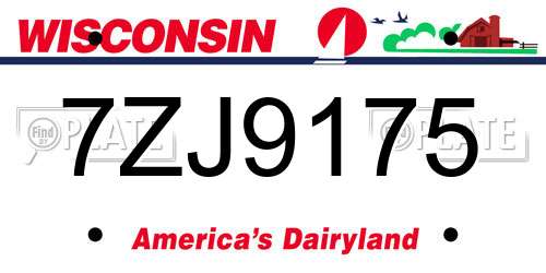 7ZJ9175 Wisconsin License Plate