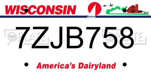 7ZJB758 Wisconsin License Plate