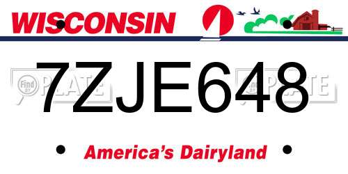 7ZJE648 Wisconsin License Plate