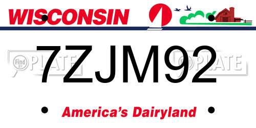 7ZJM92 Wisconsin License Plate