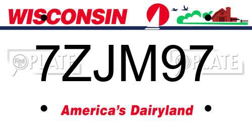 7ZJM97 Wisconsin License Plate