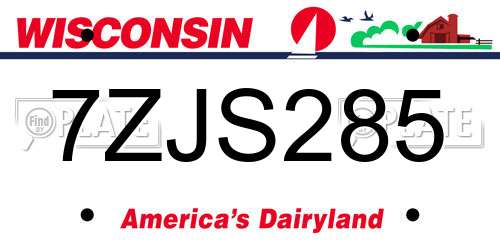 7ZJS285 Wisconsin License Plate