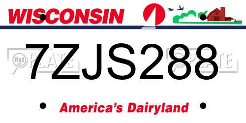 7ZJS288 Wisconsin License Plate