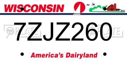 7ZJZ260 Wisconsin License Plate
