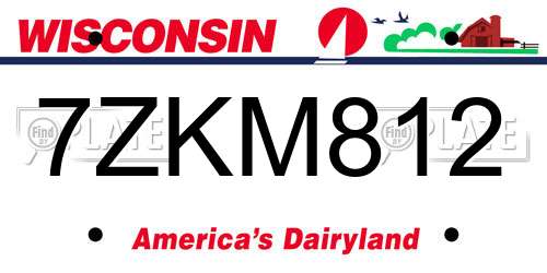 7ZKM812 Wisconsin License Plate