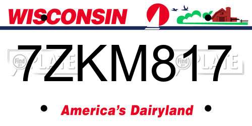 7ZKM817 Wisconsin License Plate