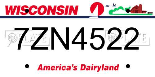 7ZN4522 Wisconsin License Plate