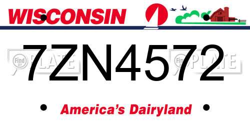7ZN4572 Wisconsin License Plate