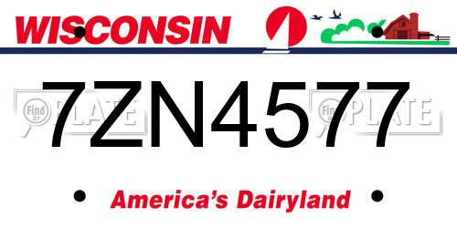 7ZN4577 Wisconsin License Plate