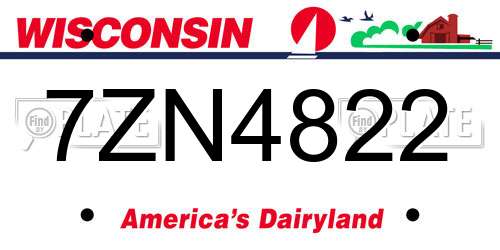 7ZN4822 Wisconsin License Plate