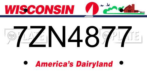 7ZN4877 Wisconsin License Plate