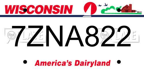 7ZNA822 Wisconsin License Plate