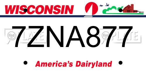 7ZNA877 Wisconsin License Plate