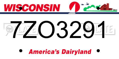 7ZO3291 Wisconsin License Plate