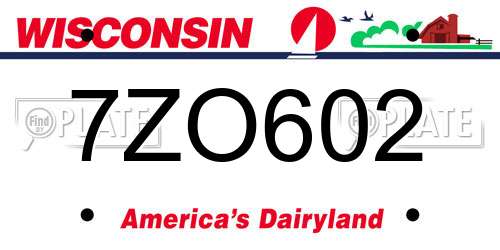 7ZO602 Wisconsin License Plate