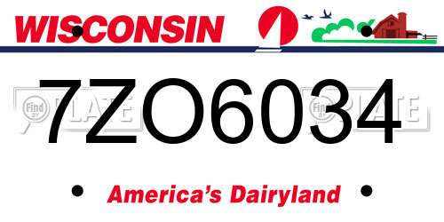 7ZO6034 Wisconsin License Plate