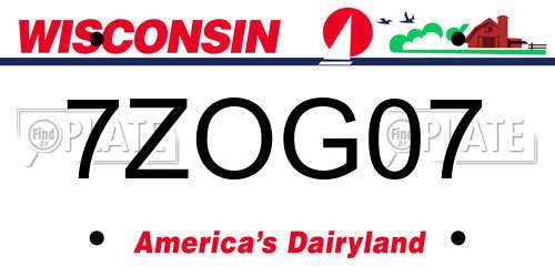 7ZOG07 Wisconsin License Plate