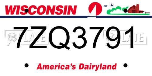 7ZQ3791 Wisconsin License Plate