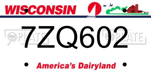 7ZQ602 Wisconsin License Plate