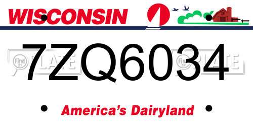 7ZQ6034 Wisconsin License Plate