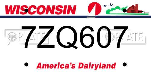 7ZQ607 Wisconsin License Plate