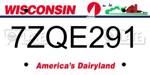 7ZQE291 Wisconsin License Plate