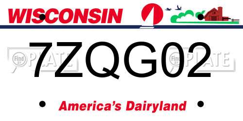 7ZQG02 Wisconsin License Plate
