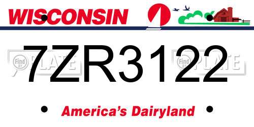 7ZR3122 Wisconsin License Plate