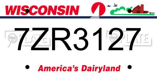 7ZR3127 Wisconsin License Plate