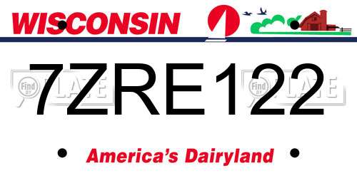 7ZRE122 Wisconsin License Plate