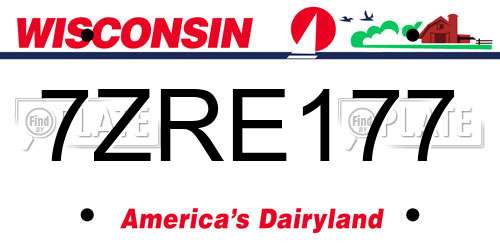 7ZRE177 Wisconsin License Plate