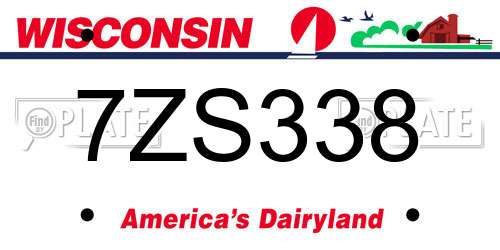 7ZS338 Wisconsin License Plate