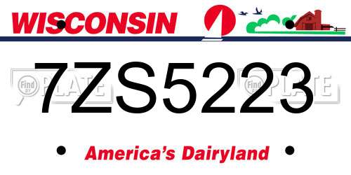 7ZS5223 Wisconsin License Plate