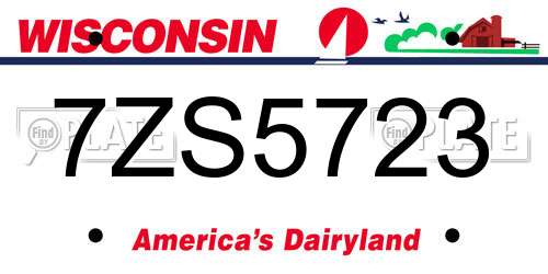 7ZS5723 Wisconsin License Plate