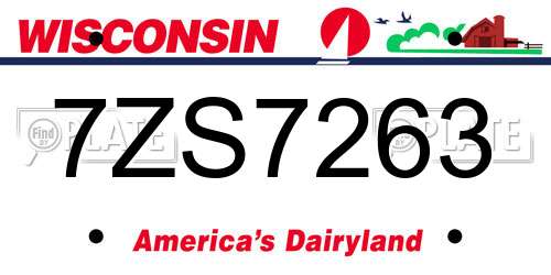 7ZS7263 Wisconsin License Plate