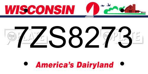 7ZS8273 Wisconsin License Plate