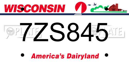 7ZS845 Wisconsin License Plate
