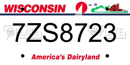 7ZS8723 Wisconsin License Plate
