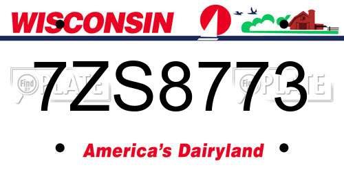 7ZS8773 Wisconsin License Plate