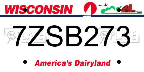 7ZSB273 Wisconsin License Plate