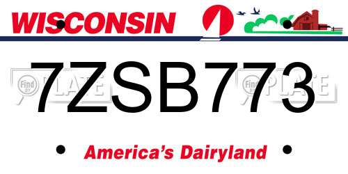 7ZSB773 Wisconsin License Plate