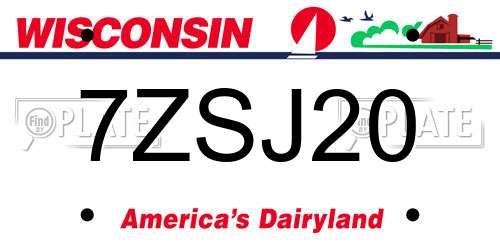 7ZSJ20 Wisconsin License Plate