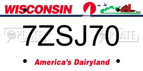 7ZSJ70 Wisconsin License Plate