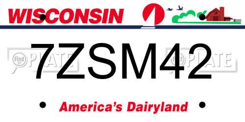 7ZSM42 Wisconsin License Plate