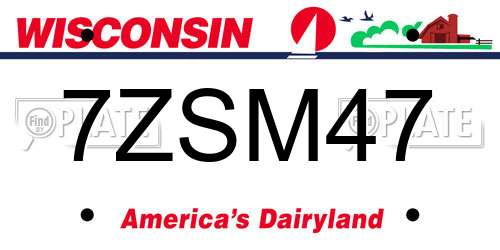 7ZSM47 Wisconsin License Plate