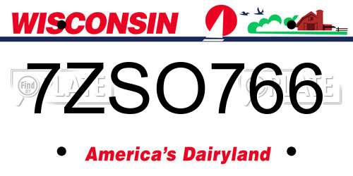 7ZSO766 Wisconsin License Plate