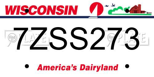 7ZSS273 Wisconsin License Plate
