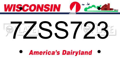 7ZSS723 Wisconsin License Plate