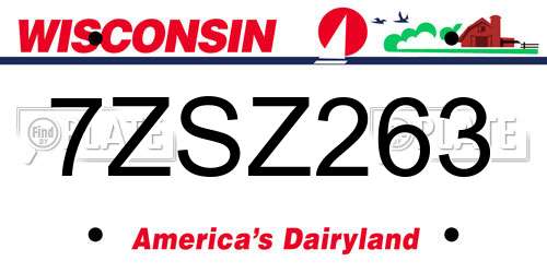 7ZSZ263 Wisconsin License Plate